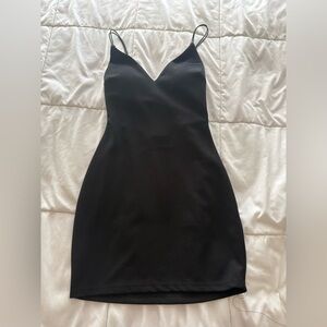 B. Smart Black Mini Dress with Spaghetti Straps